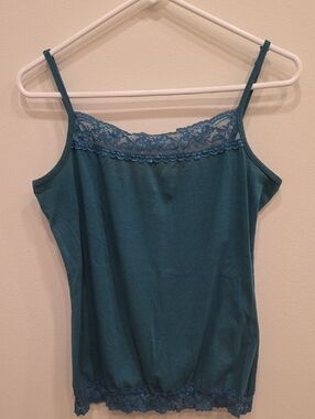 Studio Y Teal Lace-Trim Camisole